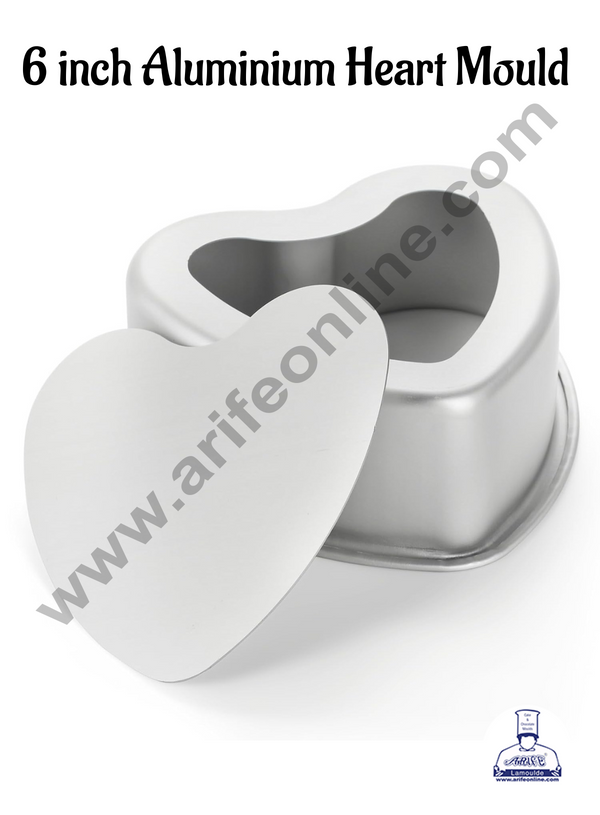 CAKE DECOR™ 6 inch Aluminium Heart Mould | Deep Heart Cake Pan with Removable Bottom