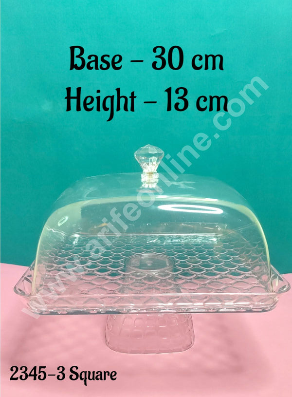 Cake Decor Amazing Cake Stand Multi-functional Cake and Salad Server Cake Stand With Square Acrylic Dome 1 Piece | Multi-functional Serving Platter