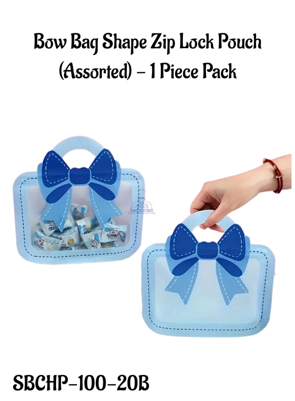 CAKE DECOR™ Bow Bag Shape Zip Lock Pouch (Blue) - 1 Piece Pack (20x19x3 cm) (SBCHP-100-20B)