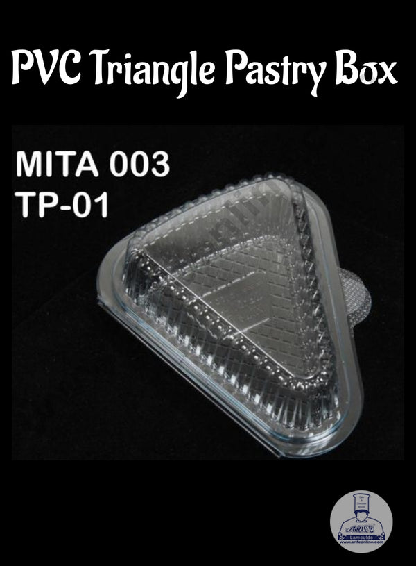 CAKE DECOR™ PVC Triangle Hinged Pastry Container | Pastry Box | Mini Dessert Package - (10 Pcs Pack)