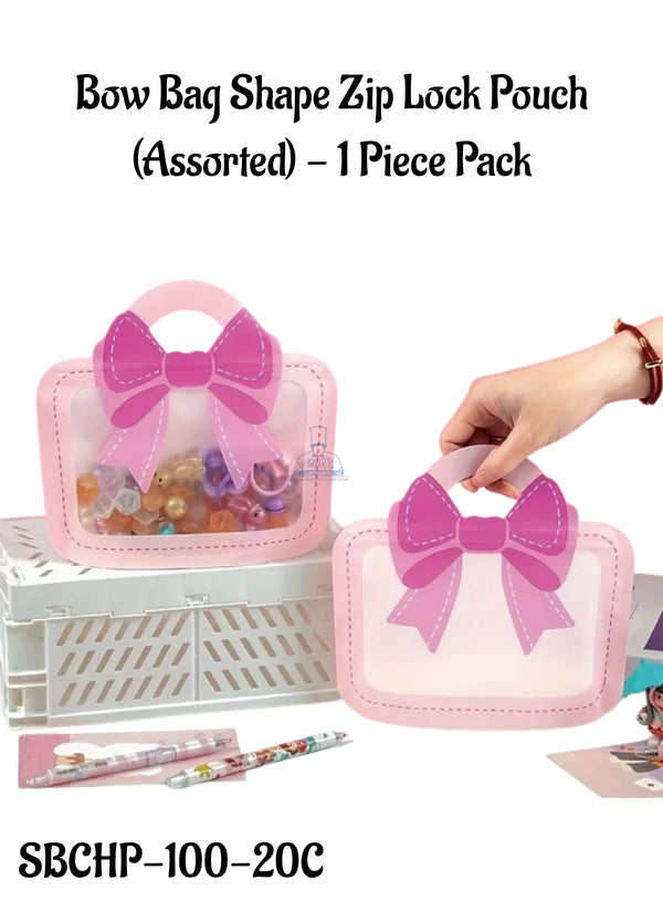 CAKE DECOR™ Bow Bag Shape Zip Lock Pouch (Pink) - 1 Piece Pack (20x19x3 cm) (SBCHP-100-20C)