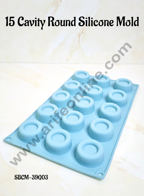 CAKE DECOR™ 15 Cavity Round Silicone Mold | Jelly Mould | Soap Mould | Chocolate Mould