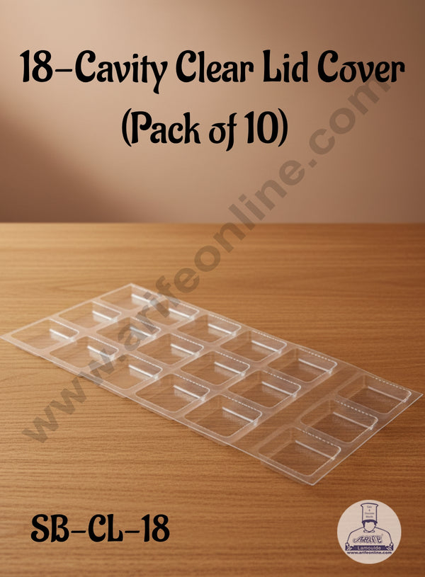 18-Cavity Clear Lid Cover 6*3 (Pack of 10 pcs) - CAKE DECOR™