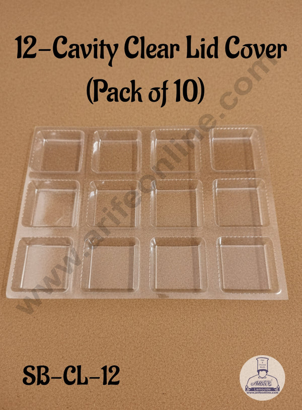 12-Cavity Clear Lid Cover 4*3 (Pack of 10 pcs) - CAKE DECOR™