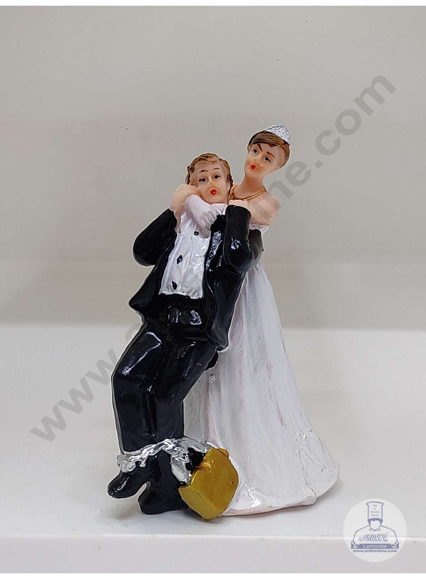 CAKE DECOR™ 1 Pcs Wedding Couple Cermaic Figure Cake Topper Decorations (SBCT-24410B-J)