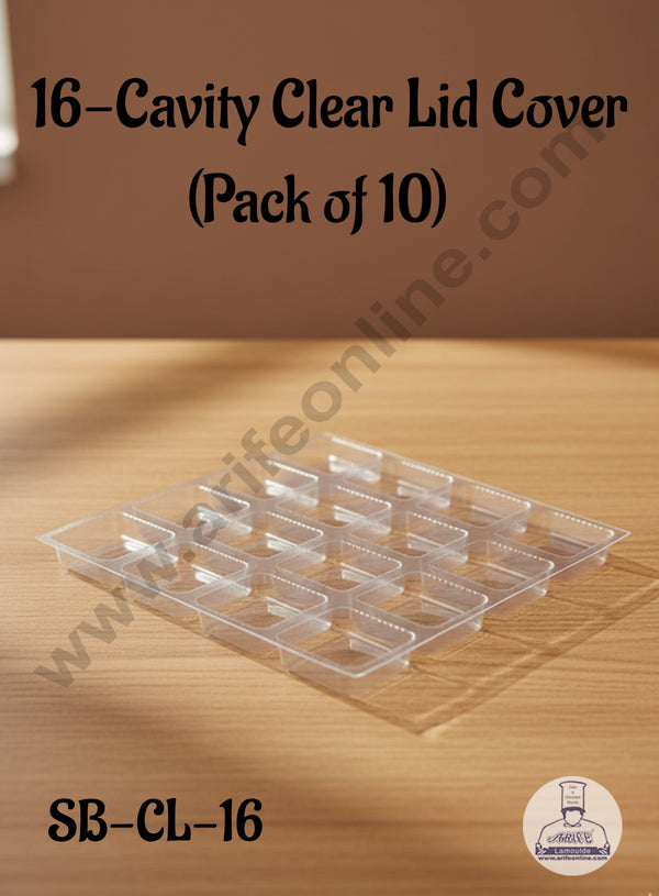 16-Cavity Clear Lid Cover 4*4 (Pack of 10 pcs) - CAKE DECOR™