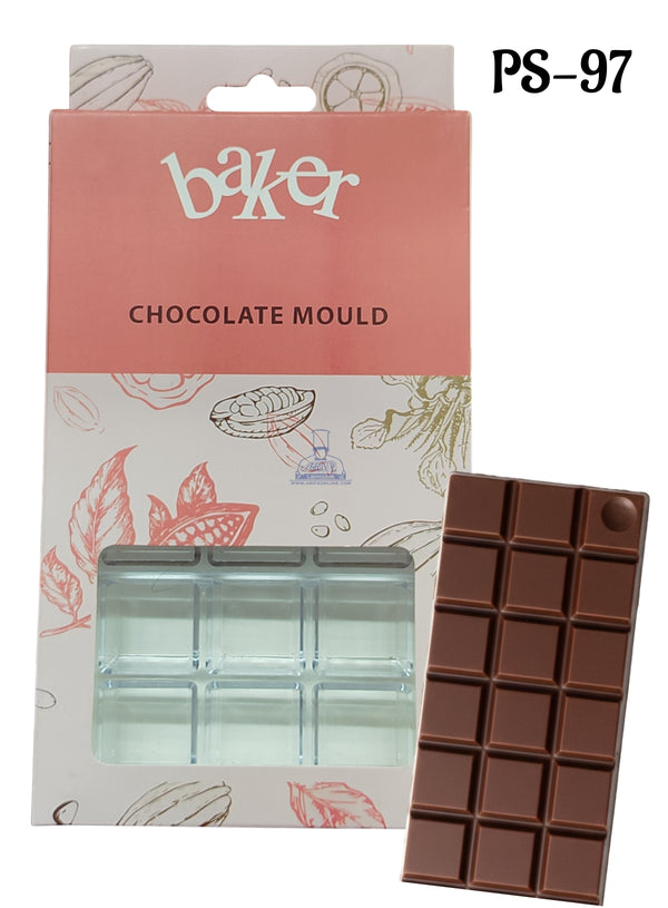 CAKE DECOR™ Small Bakers 18-Cavity Square Polycarbonate Chocolate Mold |SBPS-97|1 Piece|