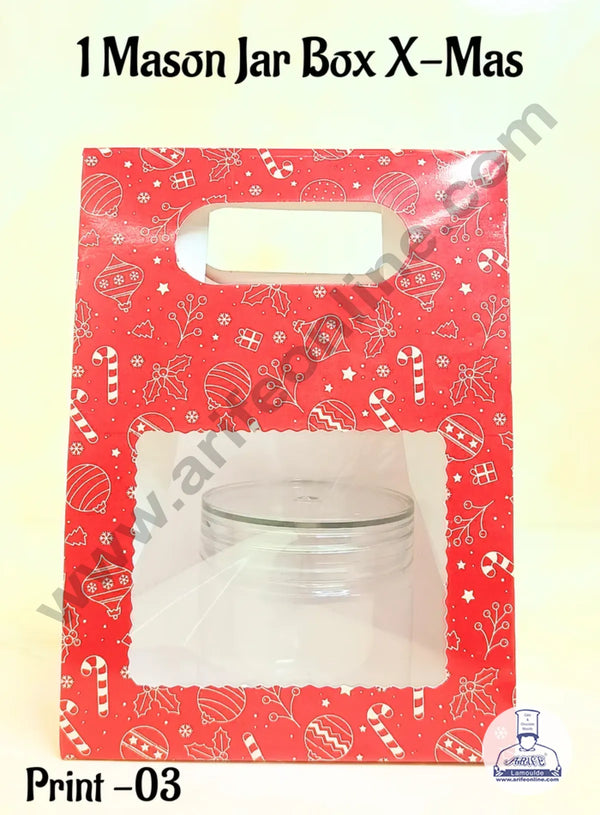 Cake Decor 1 Mason Jar Paper Carry Bags Christmas Theme - RED - Small (10 Pcs)