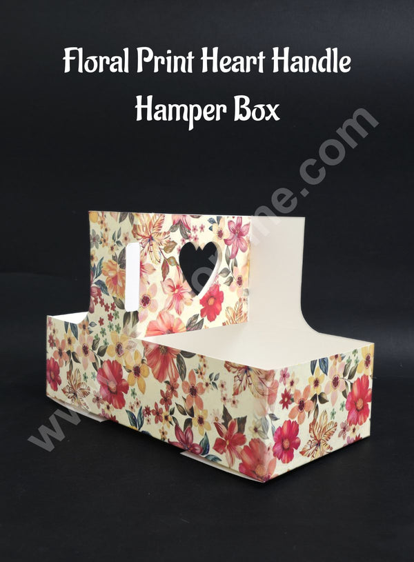 Heart Handle Hamper Box  (Floral)  | Gift Box | Gift Box With Heart Handle (1 Pcs Pack) CAKE DECOR™