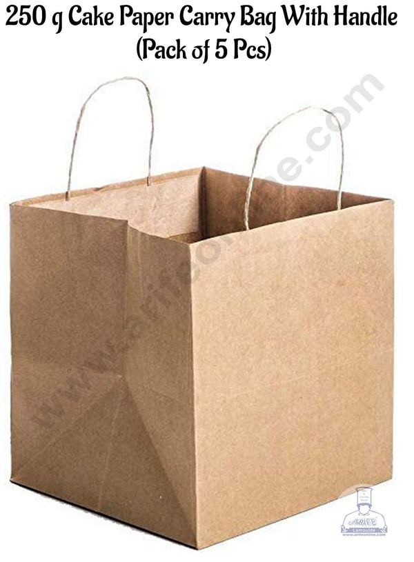 CAKE DECOR™ 250 g Cake Paper Carry Bag With Handle (Pack of 5 Pcs)