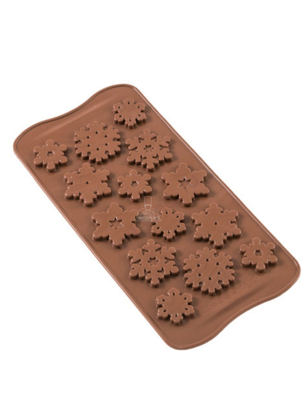CAKE DECOR™ 14 Cavity Multi-Size Snowflake Silicone Chocolate Mold - D0763