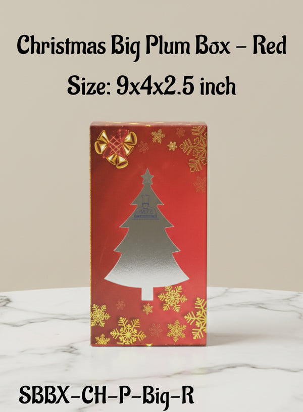 Christmas Big Plum Box - Red | Size: 9x4x2.5 inch | 10 Piece Pack - CAKE DECOR™