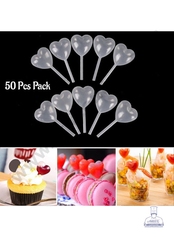 Cake Decor Plastic Mini Squeeze Transfer Pipettes Suitable for Chocolate, Cupcakes, Strawberries, Ice Cream, Cakes,Heart Shaped (4ml Pack of 50)