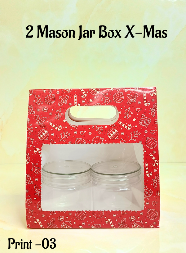 Cake Decor 2 Mason Jar Paper Carry Bags Christmas Theme Red - Medium (10 Pcs)