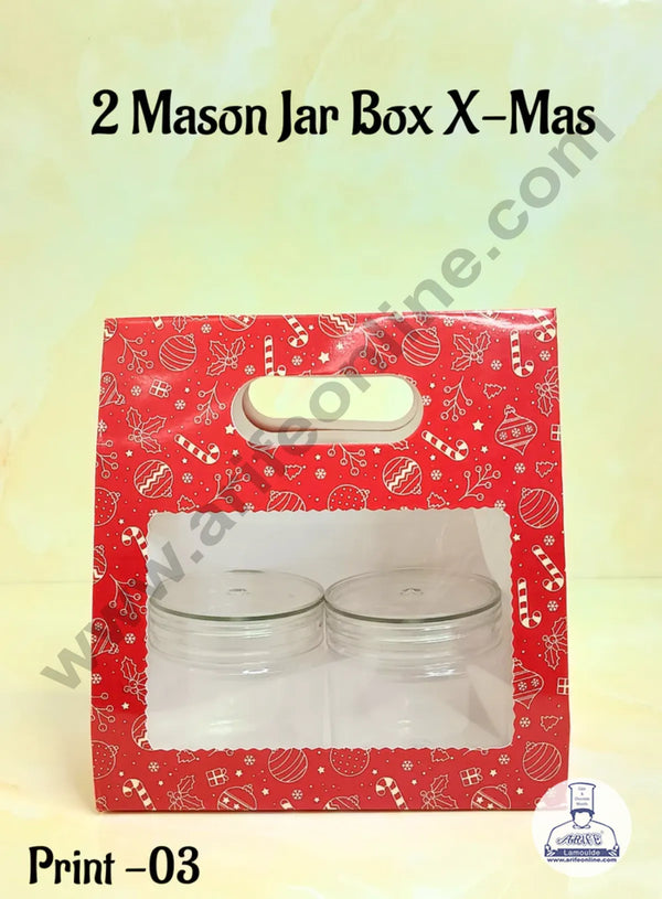 Cake Decor 2 Mason Jar Paper Carry Bags Christmas Theme Red - Medium (10 Pcs)