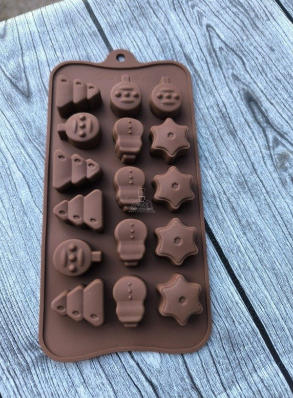 CAKE DECOR™ 16-Cavity Christmas Themed Silicone Chocolate Mold - D0992