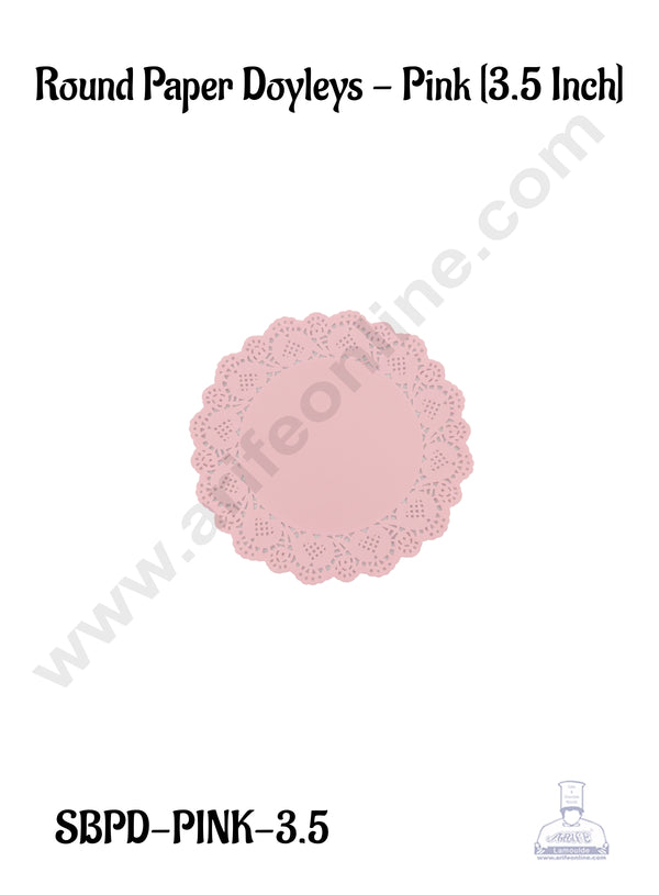 CAKE DECOR™ 3.5 inch Paper Doilies | Round Placemats | Decorative Accessories | Disposable Paper Mats - Pink (100 pcs Pack)