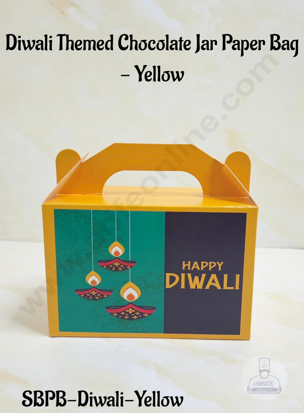CAKE DECOR™ Diwali Themed Jar Paper Bag - Yellow | 10 Pcs | SBPB-Diwali-Yellow|