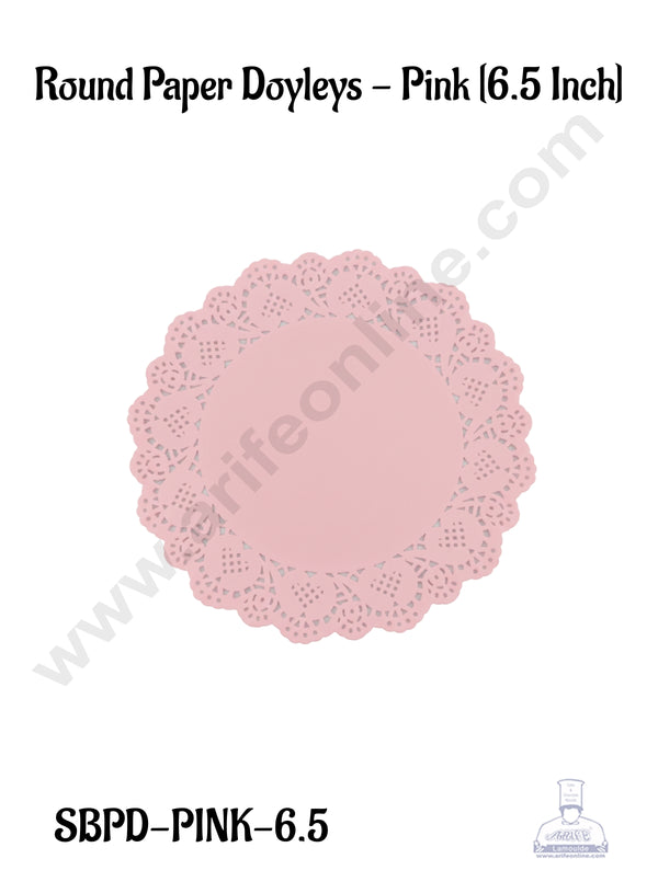 CAKE DECOR™ 6.5 inch Paper Doilies | Round Placemats | Decorative Accessories | Disposable Paper Mats - Pink (100 pcs Pack)