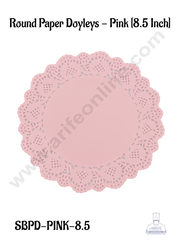 CAKE DECOR™ 8.5 inch Paper Doilies | Round Placemats | Decorative Accessories | Disposable Paper Mats - Pink (100 pcs Pack)