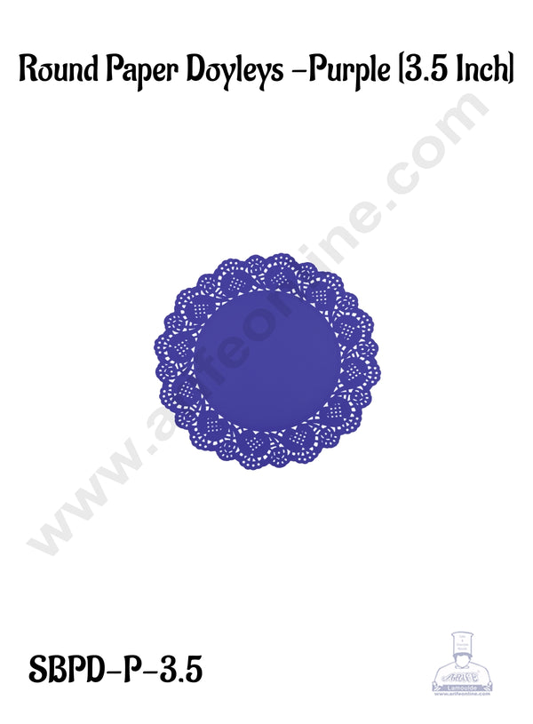 CAKE DECOR™ 3.5 inch Paper Doilies | Round Placemats | Decorative Accessories | Disposable Paper Mats - Purple (100 pcs Pack)
