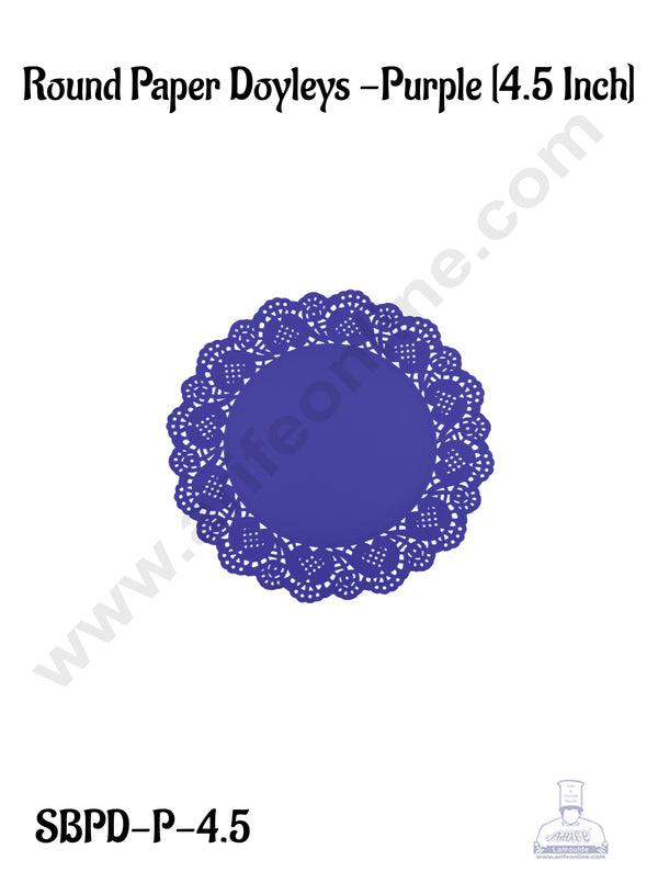 CAKE DECOR™ 4.5 inch Paper Doilies | Round Placemats | Decorative Accessories | Disposable Paper Mats - Purple (100 pcs Pack)