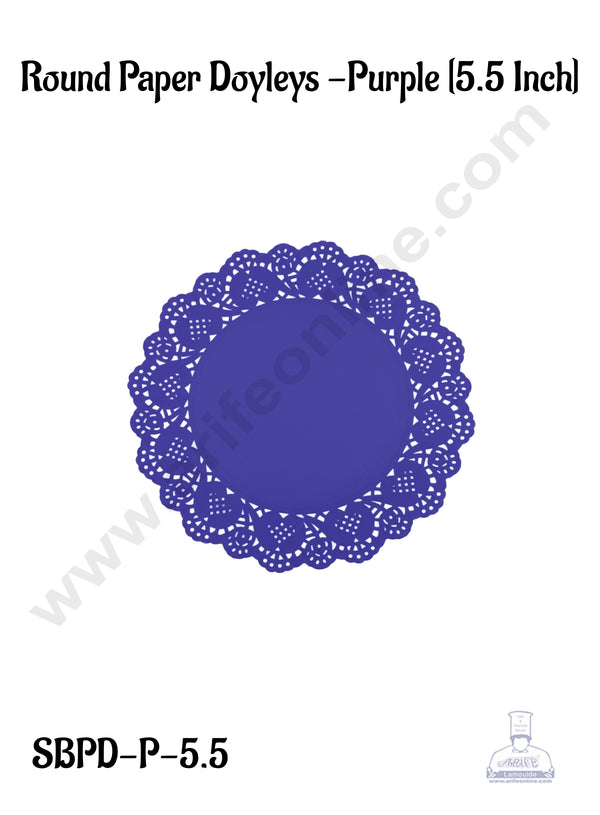 CAKE DECOR™ 5.5 inch Paper Doilies | Round Placemats | Decorative Accessories | Disposable Paper Mats - Purple (100 pcs Pack)