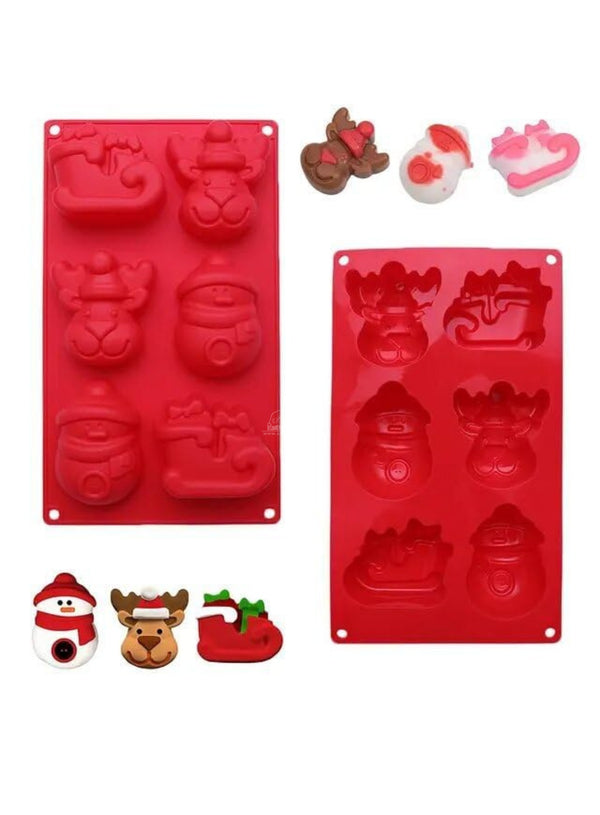 CAKE DECOR™ 6-Cavity 3D Christmas Character Silicone Chocolate Mold - G324