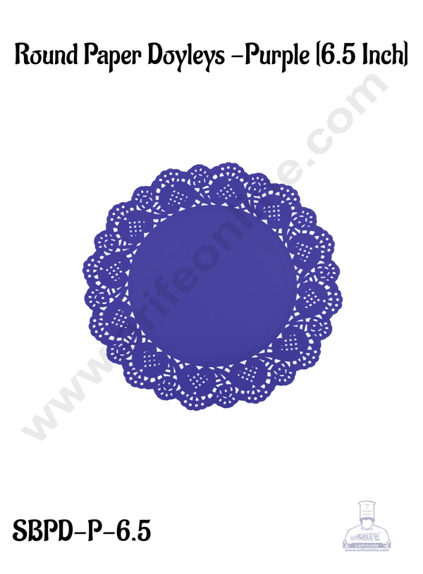 CAKE DECOR™ 6.5 inch Paper Doilies | Round Placemats | Decorative Accessories | Disposable Paper Mats - Purple (100 pcs Pack)