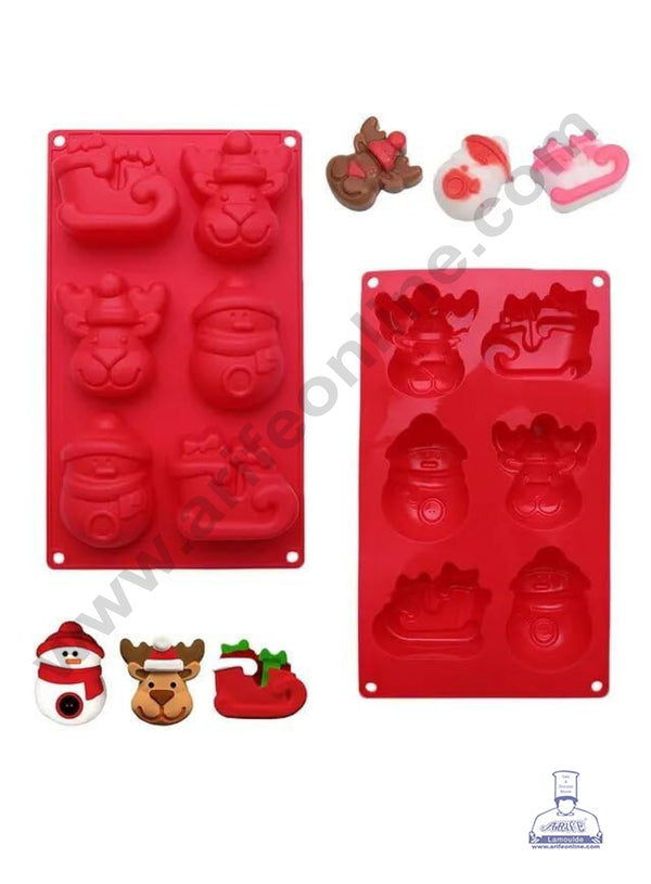 CAKE DECOR™ 6-Cavity 3D Christmas Character Silicone Chocolate Mold - G324