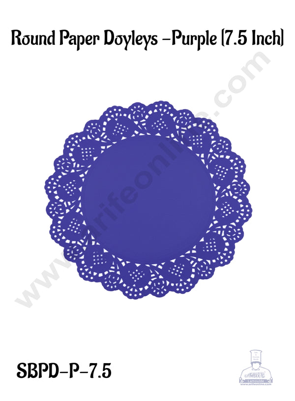 CAKE DECOR™ 7.5 inch Paper Doilies | Round Placemats | Decorative Accessories | Disposable Paper Mats - Purple (100 pcs Pack)