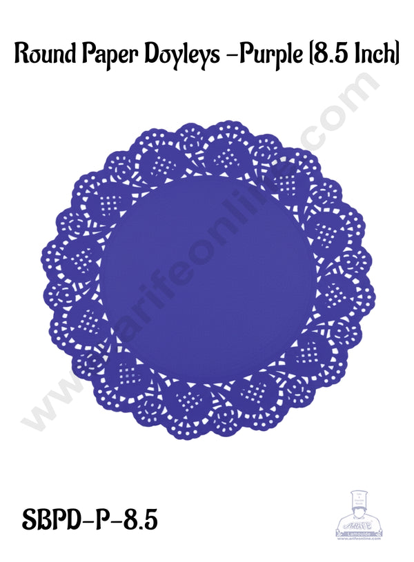 CAKE DECOR™ 8.5 inch Paper Doilies | Round Placemats | Decorative Accessories | Disposable Paper Mats - Purple (100 pcs Pack)