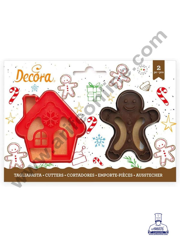 CAKE DECOR™ 2 pcs Gingerbread Man & House Plastic cutter