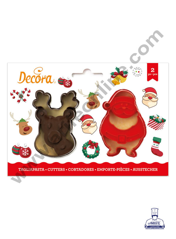 CAKE DECOR™ 2 pcs Santa Claus and Reindeer Plastic Cookie Cutter Set