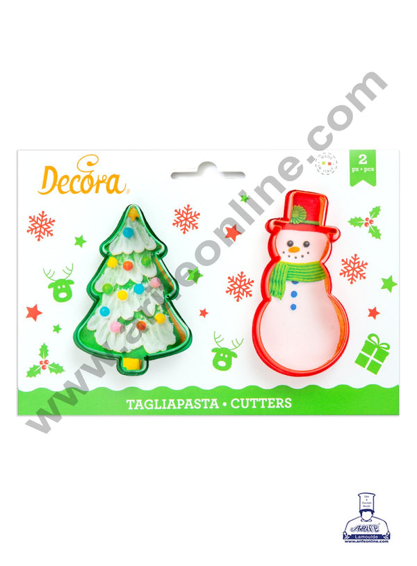 CAKE DECOR™ 2 pcs Snowman & Christmas Tree Cookie Cutter Set