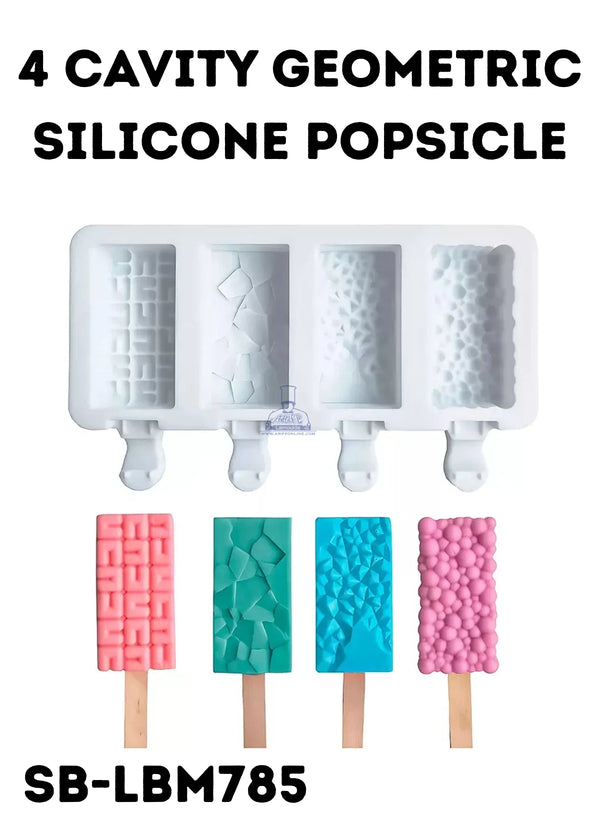 CAKE DECOR™ 4 Cavity Geometric Silicone Popsicle And Cakesicle Molds Easy Ice Cream Bar Mould (SB-LBM847 )