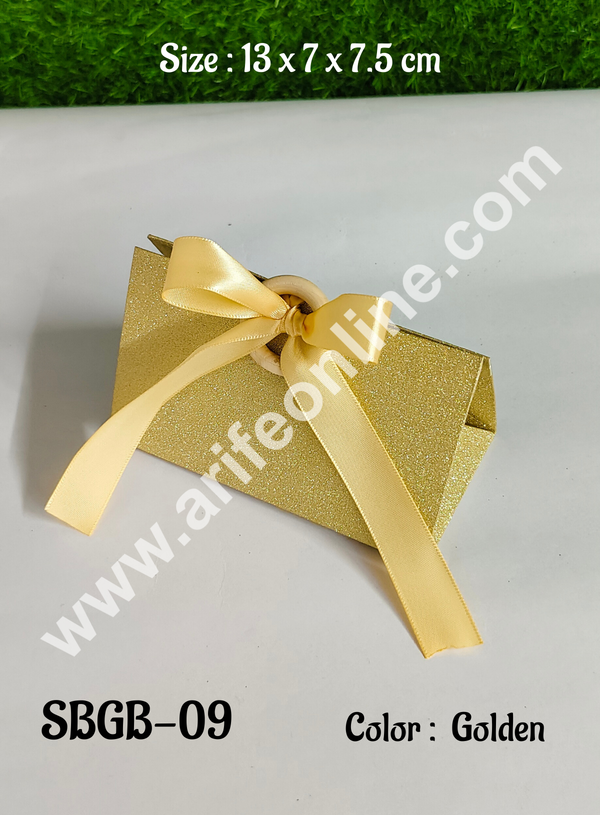 CAKE DECOR™ Goodie Bag For Hampers | Chocolate Box Hamper Box 10 Pcs Pack - Golden (SBGB-09)