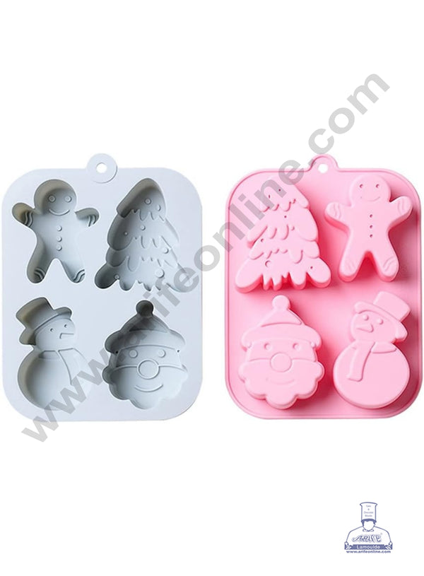 CAKE DECOR™ 4-Cavity Christmas Character Silicone Chocolate Mold - G389
