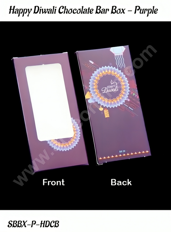 CAKE DECOR™ Purple Happy Diwali Chocolate Bar Box - (Pack of 10 Pc)