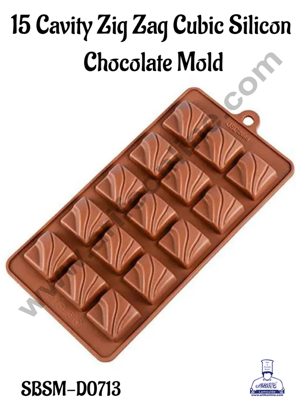 CAKE DECOR™ 15 Cavity Zig Zag Cubic Silicone Chocolate Mould