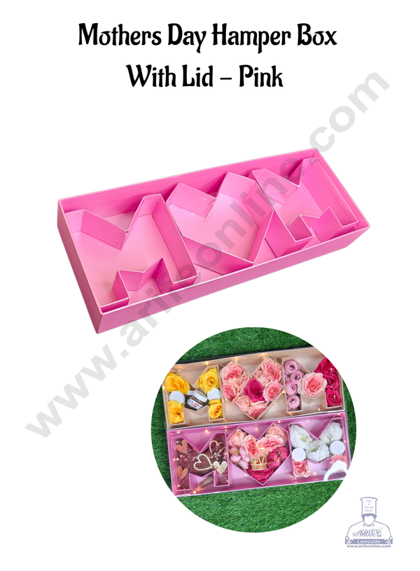 Elegant Mothers Day Pink Monogram Flower Gift Box with Transparent Lid (Pink) - CAKE DECOR™