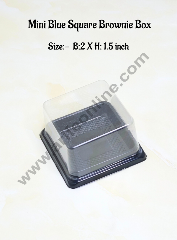 CAKE DECOR™ PVC Mini Square Brownie Box With Black Base Cake Box | Dessert Packaging (10 Pcs Pack)