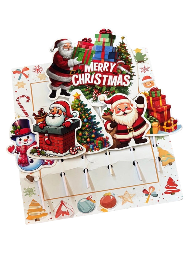 CAKE DECOR™ 6 pcs Merry Christmas Cake Topper Set For Cake And Cupcake - Design 02