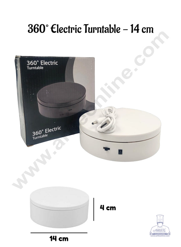 CAKE DECOR™ 14 cm 360° Degree Electric Turntable Rotating Display Stand USB Charging-1Pc