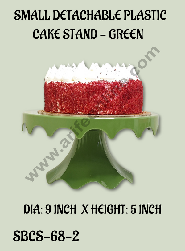 CAKE DECOR™ Small Detachable Plastic Cake Stand  Drop Shaped | Cupcake Stand | Display Stand - Green