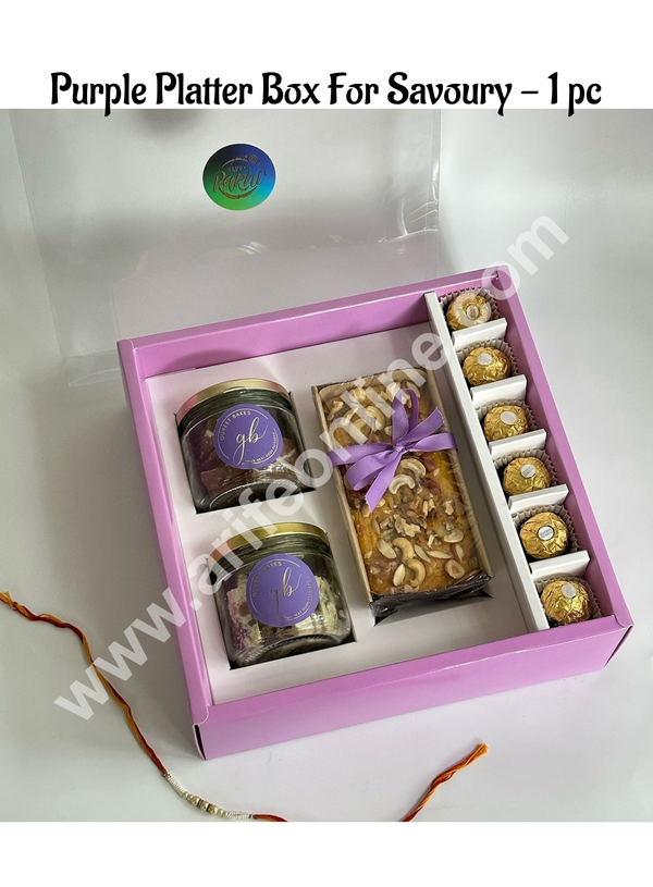 CAKE DECOR™ Platter Box for Dessert / Savoury | Chocolate Box Hamper Box 1 Pcs Pack - Purple