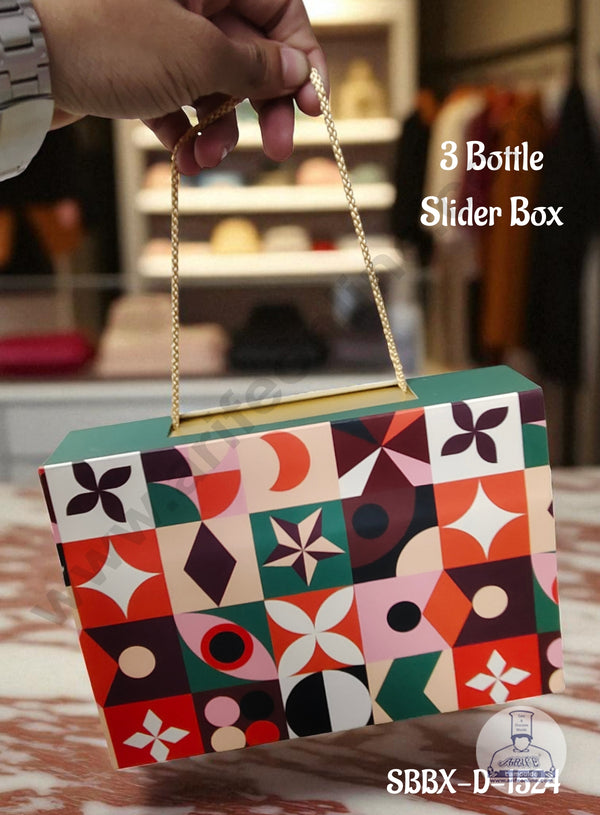 3 Bottle Slider Box with Handle Without Bottles/Jars – Green| 1 Pcs Pack (21 X 14.5 X 5.5 cm) - CAKE DECOR™