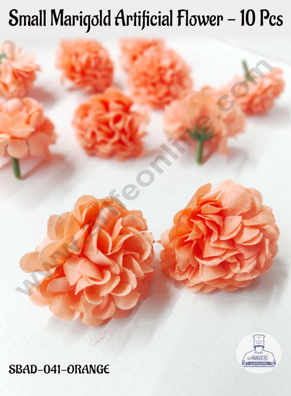 CAKE DECOR™ Small Marigold Artificial Flower For Cake Decoration – Orange( 10 Pcs Pack )