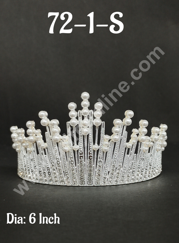 CAKE DECOR™ Birthday Cake Crown Chandelier Design Cake Topper Wedding, Cake Decoration For King, Queen, Prince & Princess Party Wedding Hair Accessories Silver