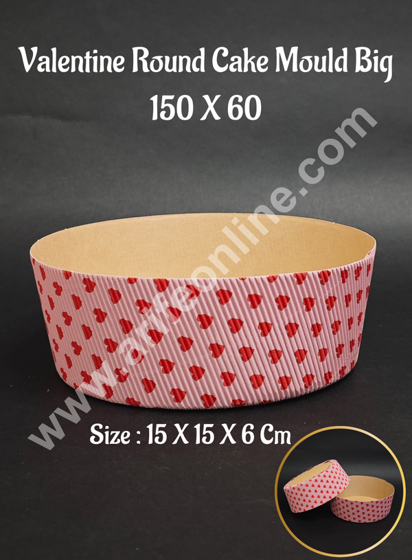 CAKE DECOR™ Valentine Theme Round Paper Cake Mould | Bake & Serve Paper Baking Mould (10 Pc Pack)